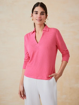 Aida 3/4 Sleeve Linen Top
