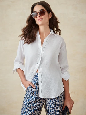 Finn Linen Shirt With Crochet Trim