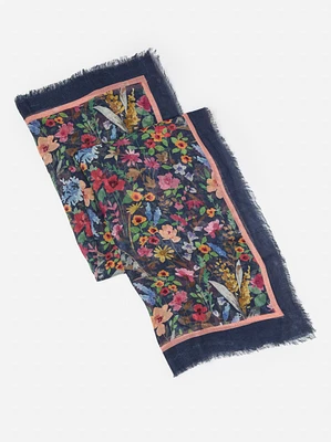 Giselle Scarf in Watercolor Petals Border