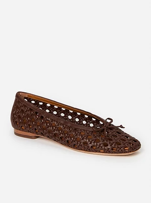 Leonor Leather Basket Weave Flats