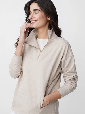 Maeba Fleece Top Herringbone Jacquard