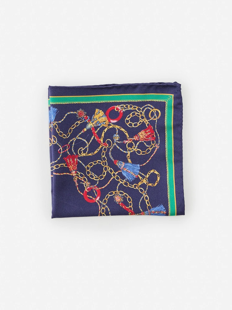 Silk Pocket Square in Heraldic Chain