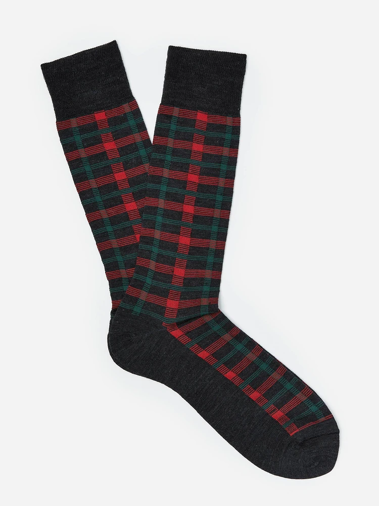 Wool Socks in Even Square Plaid