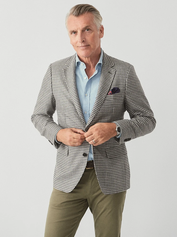 Suffolk Wool & Silk Blazer Houndstooth