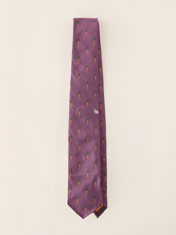 Silk Tie in Rabbit And Carrot