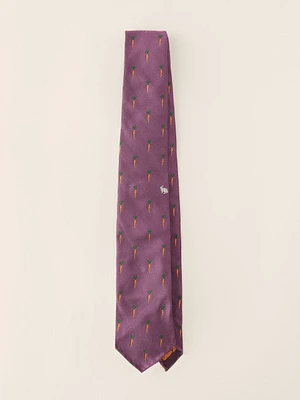 Silk Tie in Rabbit And Carrot