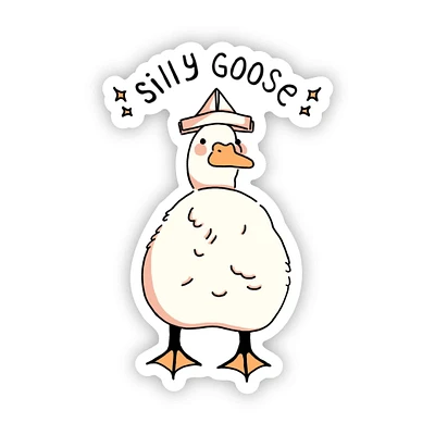 Silly goose animal pun with hat sticker