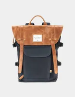 Top Side Leather Backpack - Navy