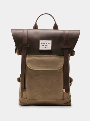 Top Side Leather Backpack - Tan
