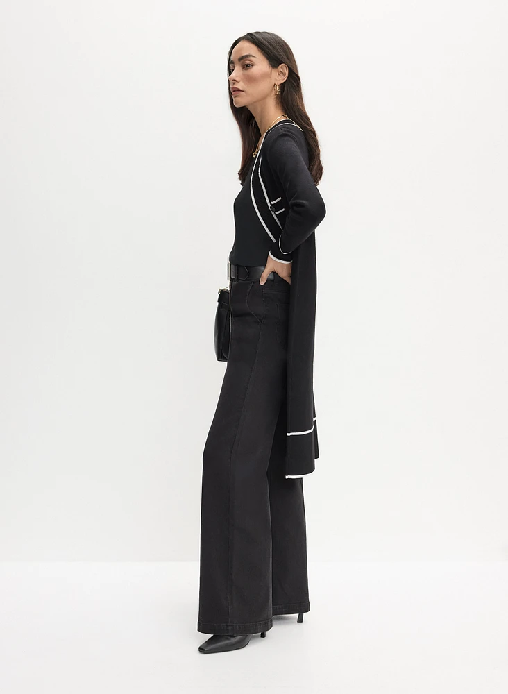 Contrast Trim Duster Cardigan