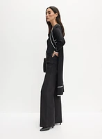 Contrast Trim Duster Cardigan
