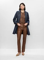 Trench mi-long en denim et jean droit à effet ciré