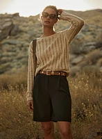 Open-Knit Pullover Sweater