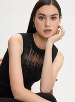 Camisole à détails transparents et pierres