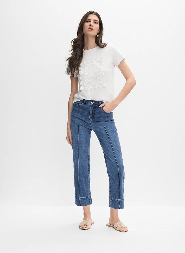 Cotton Crochet Applique T-Shirt