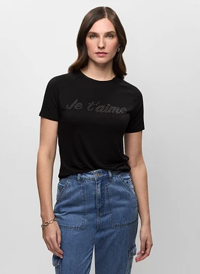 T-shirt ras-du-cou à slogan