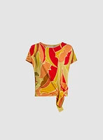 Knotted Leaf Print T-Shirt