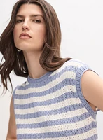 Striped Pointelle Pullover