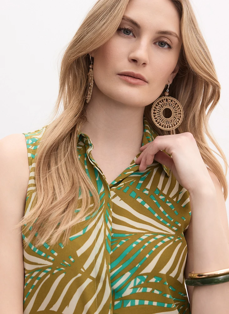 Blouse boutonnée à motif de palmiers