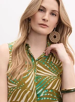 Blouse boutonnée à motif de palmiers