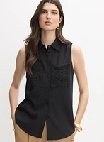 Blouse sans manches à poches en crochet