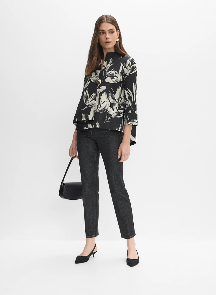 Veste florale à bouton surdimensionné