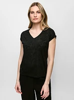 Embellished V-Neck Burnout Tee