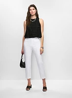 Blouse ras-du-cou sans manches à oeillets