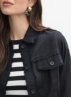Frayed Linen-Blend Jacket
