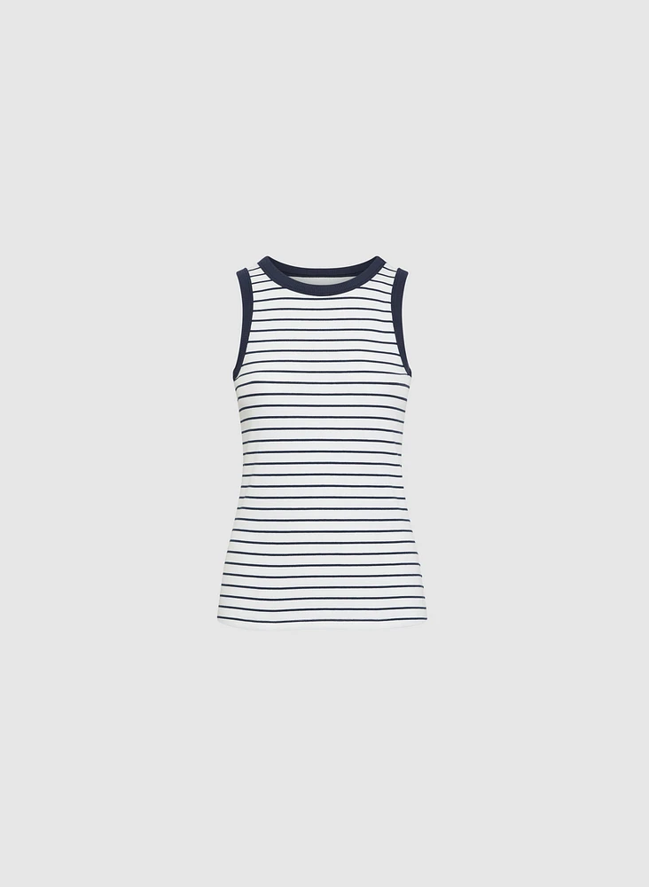Striped Rib-Knit Tank Top