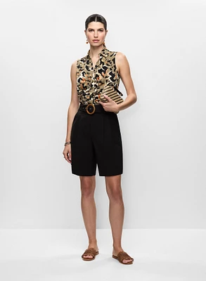 Blouse à motif léopard et short plissé