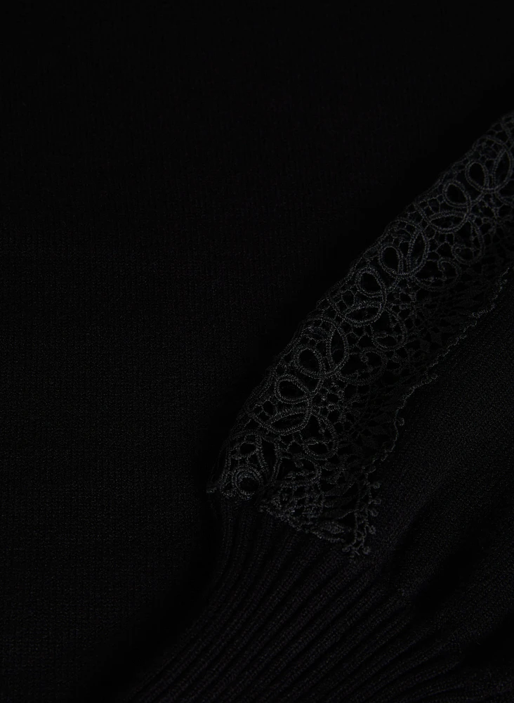 Lace Detail Balloon Sleeve Sweater