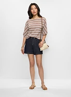 Striped Drawstring-Hem Top