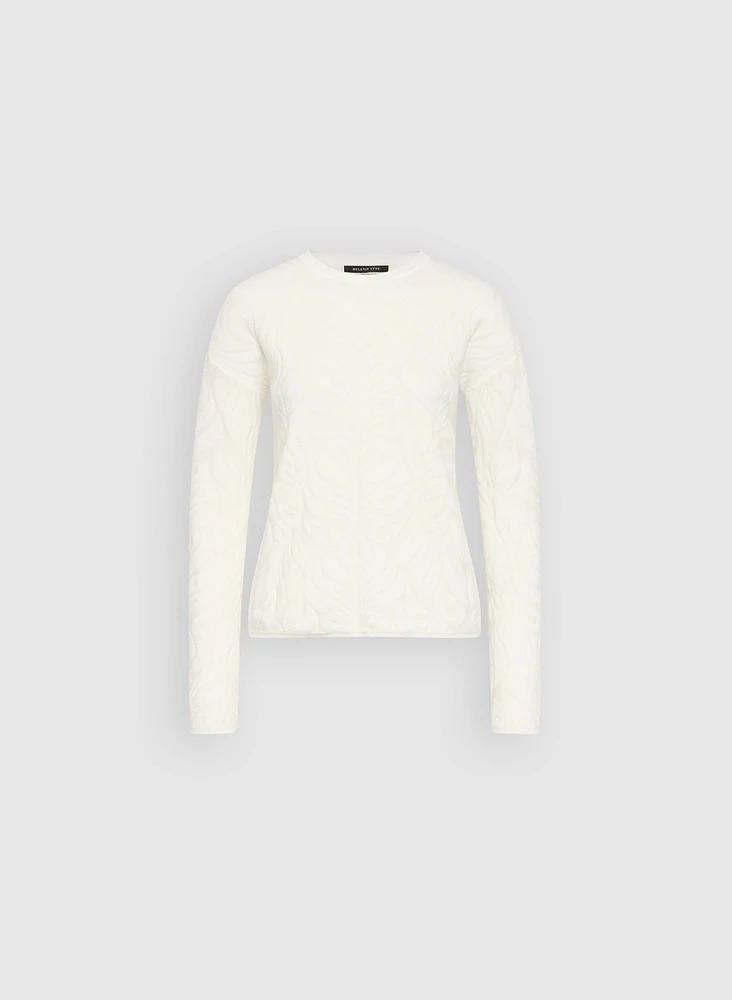 Embossed Floral Motif Sweater