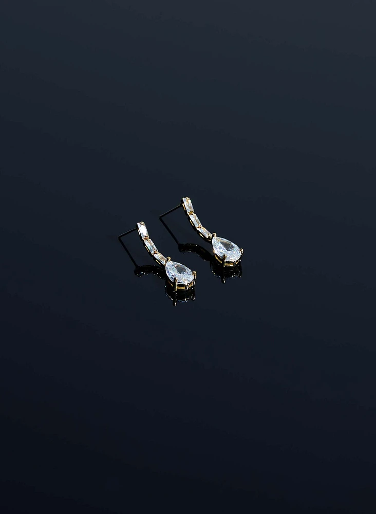 Linear Crystal Pendant Drop Earrings