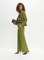 Pantalon à jambe large et nervures décoratives
