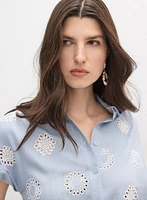 Blouse boutonnée à broderies