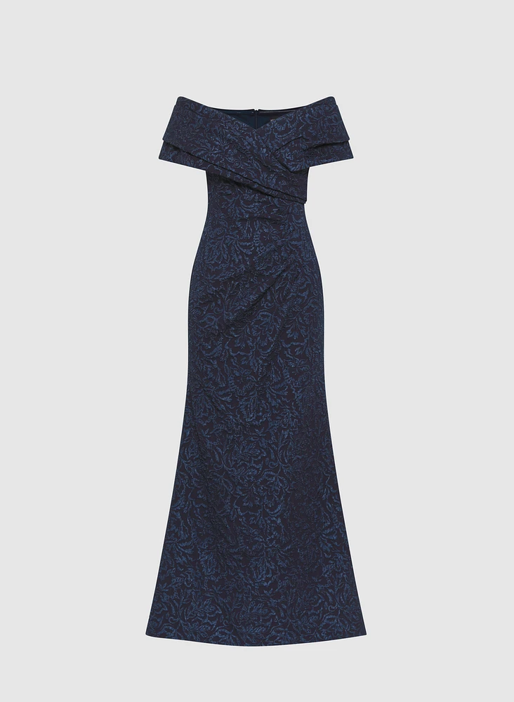Off-The-Shoulder Jacquard Dress