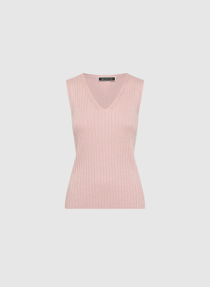 Sleeveless Ribbed Knit Sweater