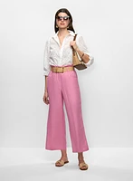 Blouse boutonnée à oeillets et pantalon en lin