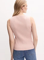 Sleeveless Ribbed Knit Sweater