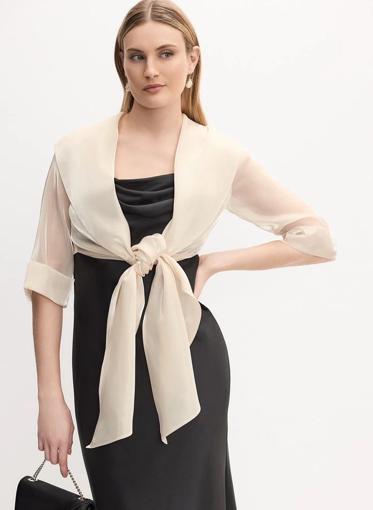 Tie-Front Organza Bolero