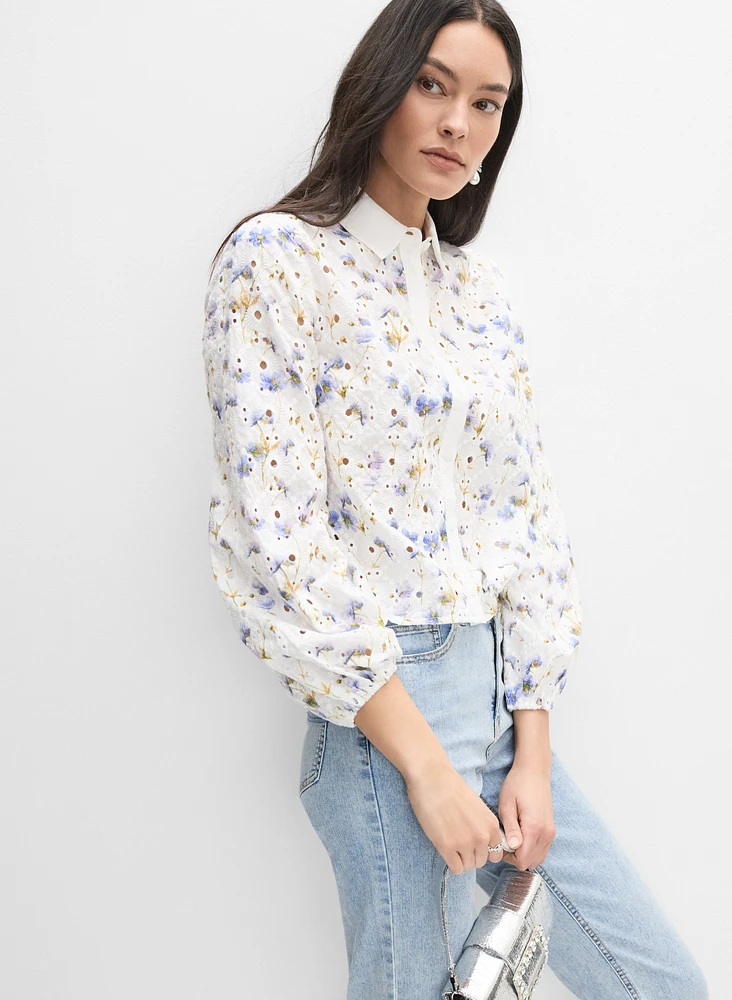 Floral Eyelet Embroidered Blouse