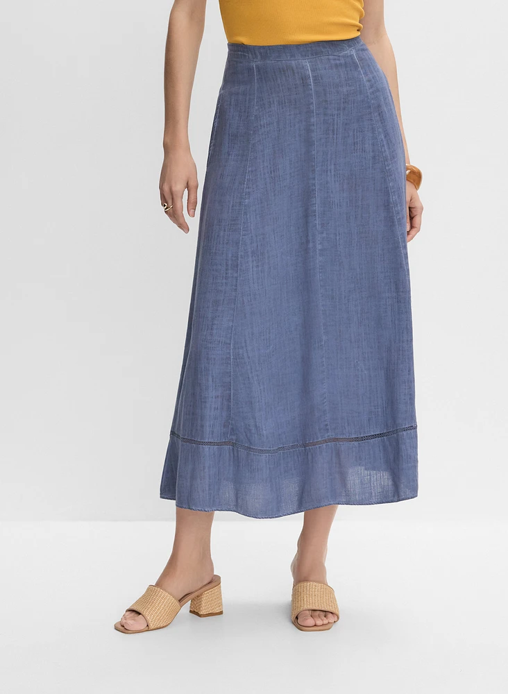 Jupe midi à bande en crochet