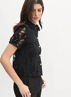 Pearl Button Lace Blouse