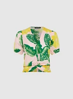 Blouse tropicale à ourlet torsadé