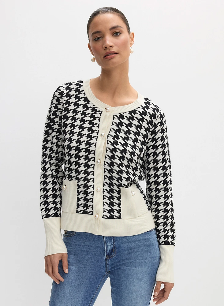 Cardigan à motif pied-de-poule
