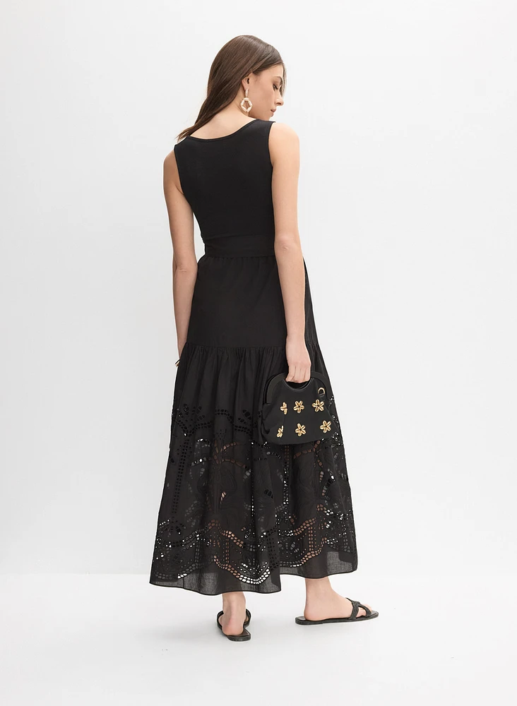 Robe maxi en coton à découpes