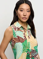 Blouse sans manches à motif palmiers