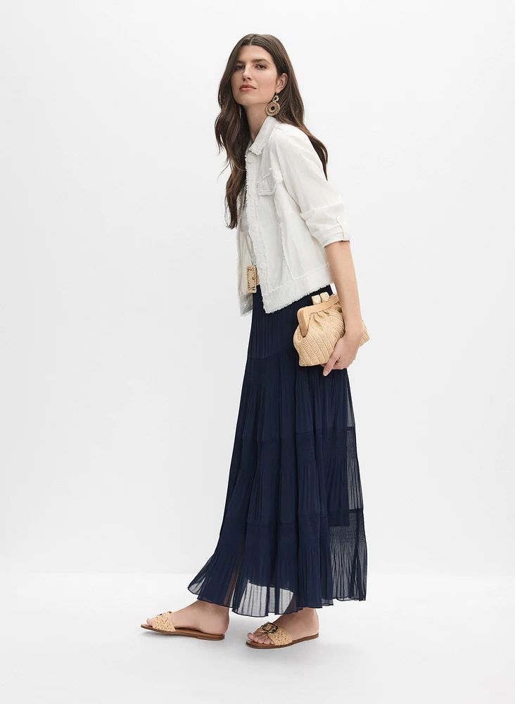 Jupe maxi en chiffon plissée